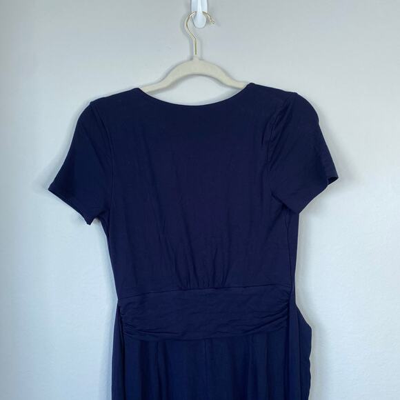 BODEN Ellen Navy Blue Jersey Knit Faux Wrap Jumpsuit Size 6 Wide Leg - Picture 7 of 8